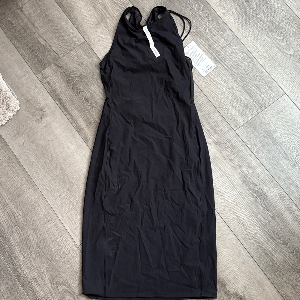 NWT Lululemon Athletica Black Rather Be Gathered Dress, women 8